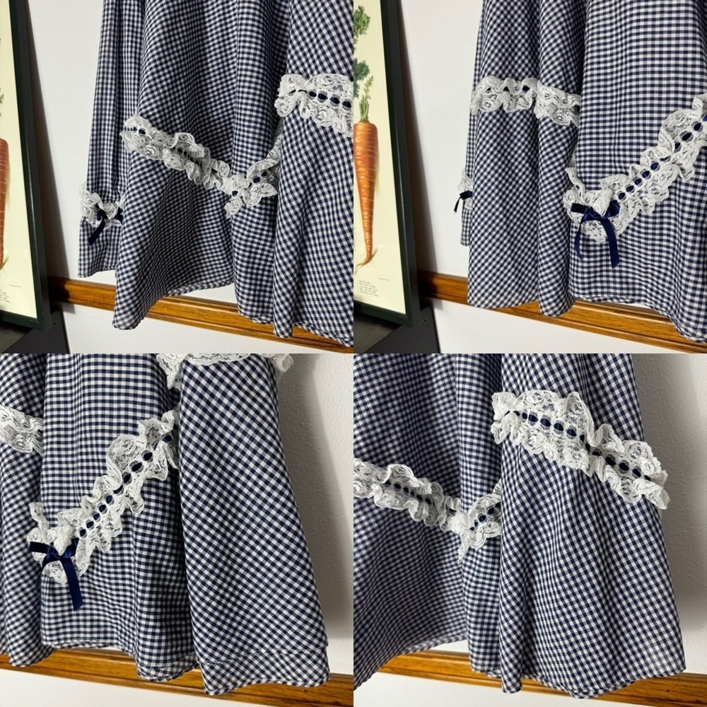 Vintage Jeri Bee navy blue gingham cottagecore dress size 10 - Picture 10 of 16